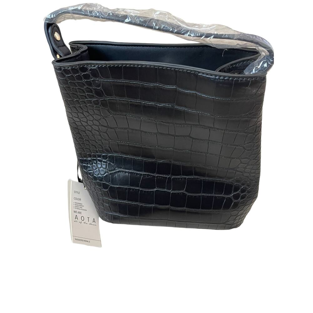 New ~ AOTA ~ Elena Croc Top Handle Bucket Bag - Picture 5 of 8